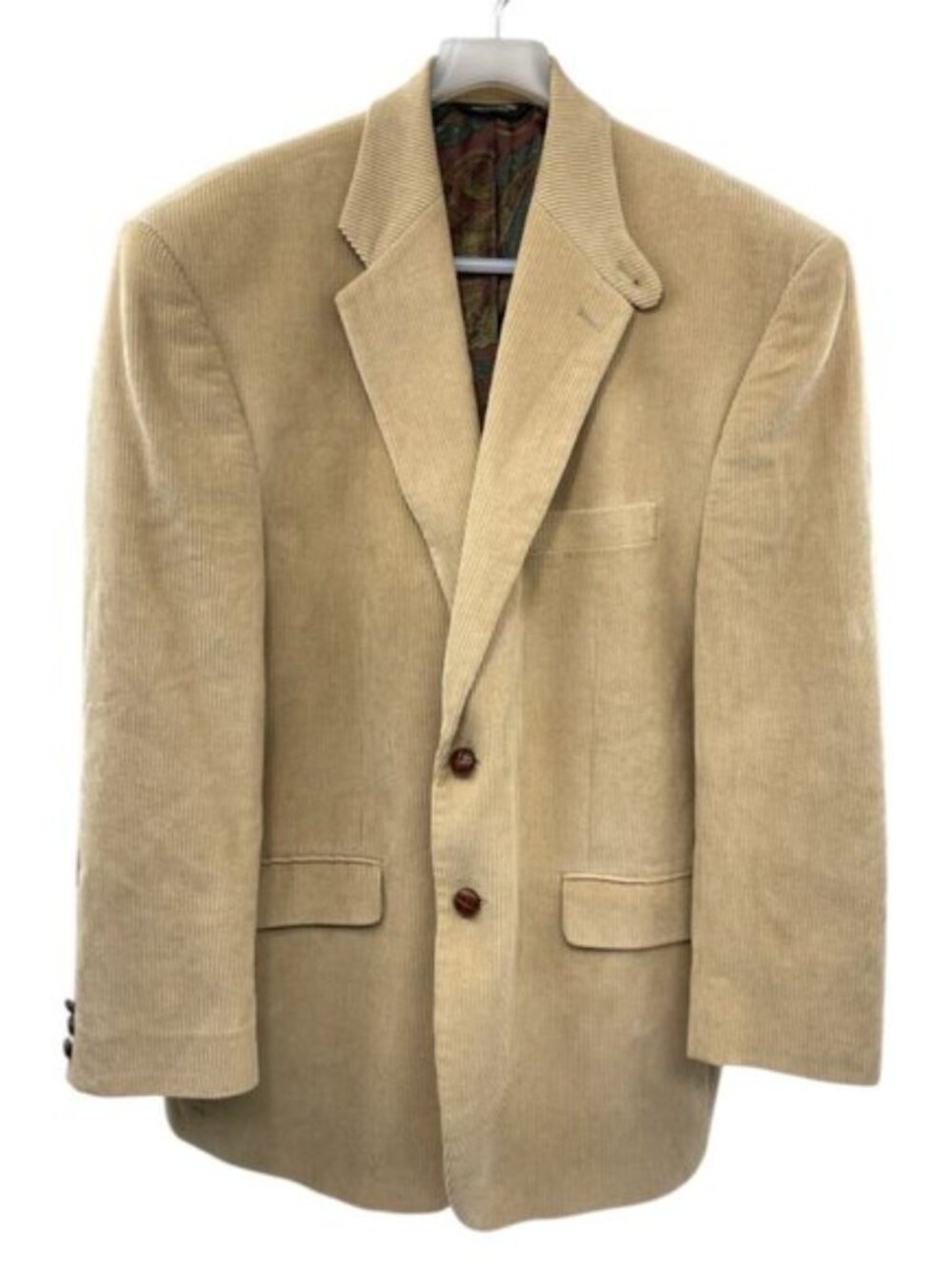 Ralph Lauren Beige Corduroy Elbow Patch Paisley Lined Blazer Jacket Men’s 43R